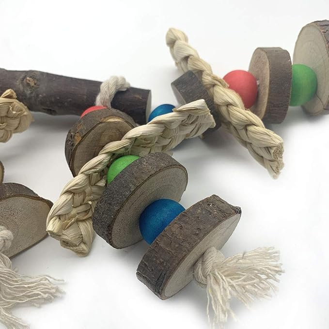 EBaokuup Wood Bird Chewing Toys-Blocks Parrot Tearing Toys Best for Finch,Budgie,Parakeets,Cockatiels, Conures,Love Birds and Amazon Parrots (Pack of 2)