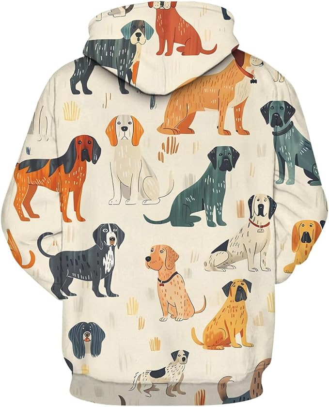 Unisex Adults 3D Dog Cat Printed Hoodies for Men Women Pullover Novelty Sweatshirts with Pockets