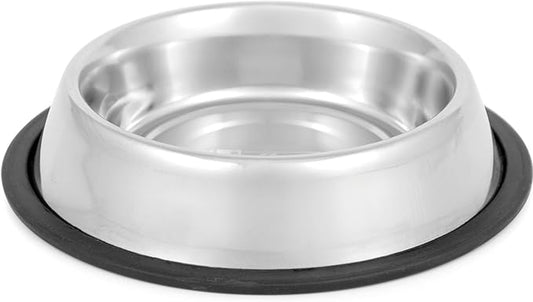 Jeffers Pet Stainless Steel Dog Bowl – No Skid, No Tip Food & Water Bowls for Puppies, Small, Medium, Large Breeds – Heavy Duty, Dishwasher Safe Feeder for Indoor, Outdoor, Travel Use – 1 Quart