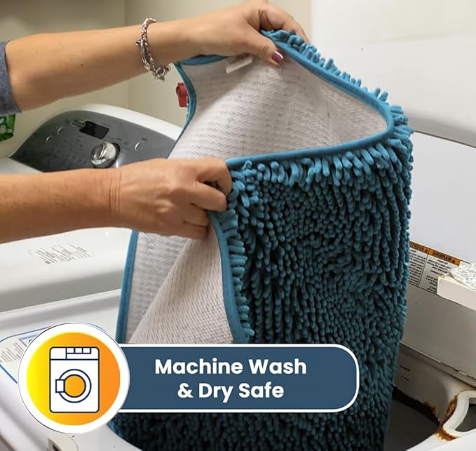 Muddy Mat® Shown on TV – Super Absorbent Door Mat Indoor, Microfiber Quick Dry Chenille Entryway Rug, Non-Slip Front Door Mat, Indoor Mats for Entryway, Machine Washable Pet Rug, Sky Blue 36"x60"