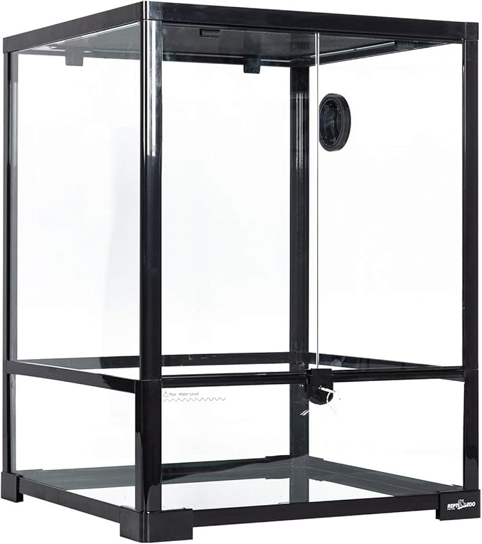 REPTI ZOO Reptile Glass Terrarium, 18" x 18" x 24" Knock-Down Reptile Habitat Tank with Double Hinge Door & Top Screen Ventilation and Side Mesh Ventilation, 30 Gallon Large Reptile Terrarium