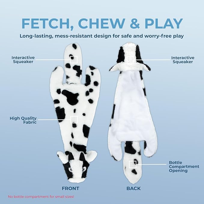 Best Pet Supplies Squeaky Dog Toys with Soft Durable Fabric for Small, Medium and Large Pets Interactive Toy for Indoor Play, Supports Active Biting and Play - Cow, Medium