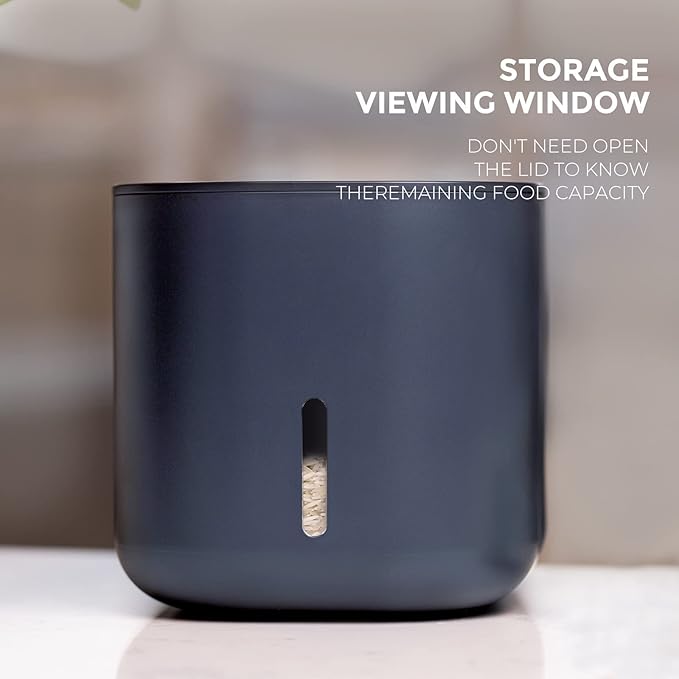 Zuutii Rice Storage Container,Food Container, Dry Food Storage, Pet Food Dispenser, 11lbs/6.9Qt Large Storage Bin with Lid,Silicone Ring & Moisture Proof, for Grain Cereal Soybean Corn, Dark Gray