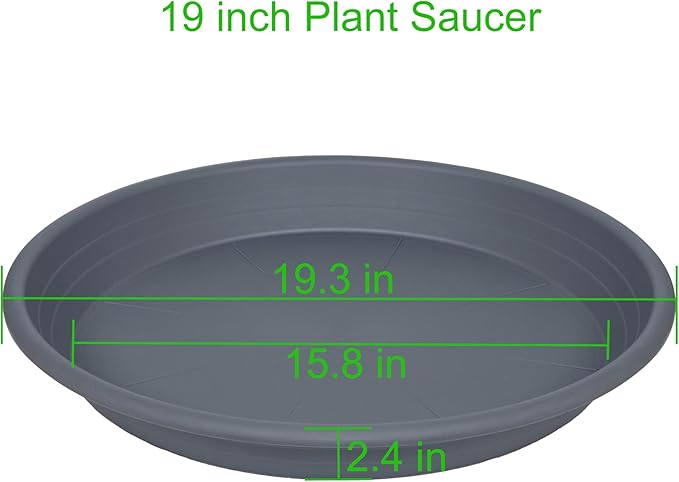 2 Pack of 19 inch Plant Saucer, Large Plant Tray, Heavy Sturdy Plant Drainage Tray for Indoors, Bird Bath Bowls, Sturdy 18 inch Plastic Pot Tray for Planter (Gray)