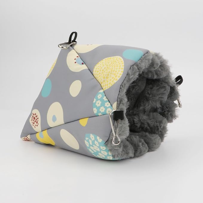 Wontee Bird Nest House Winter Warm Hanging Hammock Bird Bed Snuggle Hut for Parakeets Budgies Caique Conures Cockatiels (Medium, Grey)