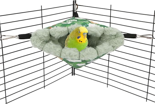 Wontee Bird Nest House Winter Warm Hanging Hammock Bird Bed Snuggle Hut for Parakeets Budgies Caique Conures Cockatiels (Small, Green)