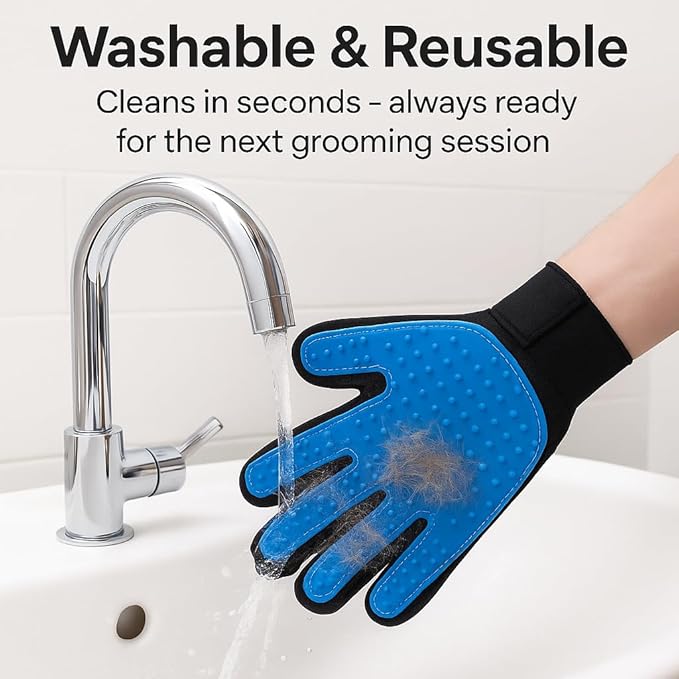 Cat Grooming Glove for Hair Removal – Pet Grooming Glove for Cats – Deshedding Brush Glove for Long Hair Cats – Cat Glove Brush Mitt – Soft Silicone Right Hand Glove – Easy to Clean