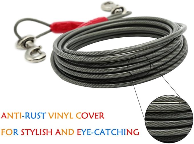 Petest 25ft Tie-Out Cable with Crimp Cover for Super Dogs Up to 250 Pounds