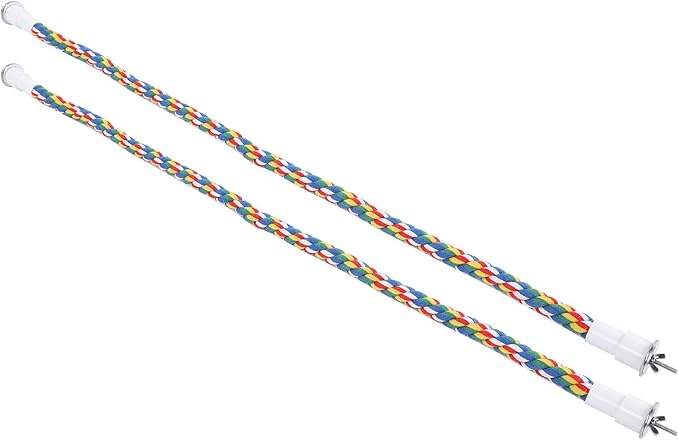 2PCS 60cm/23.6in Bird Rope Perch, 1.8cm Soft Cotton Parakeet Perches, Colorful Bird Cage Accessories with Fixing Screws for Birds to Chew and Stand On