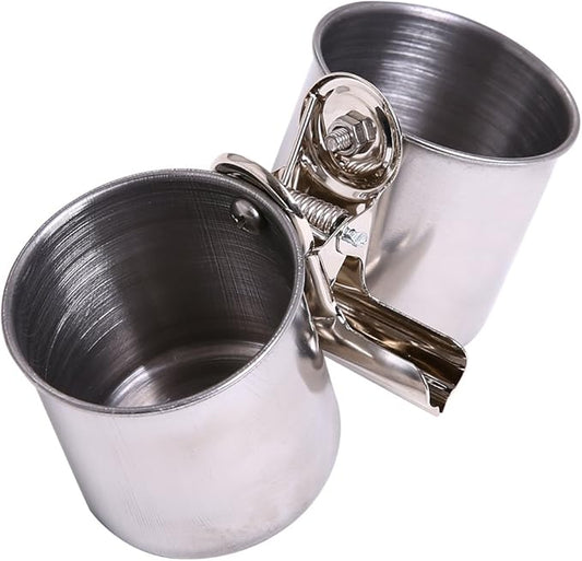 QBLEEV Bird Water Feeder Dishes Bird Bowl for Cage Coop Cups Parrot Food Hanging Pet Animal Stainless Steel Birdcage Bowls Feeding Perches Play Stand with Clamp