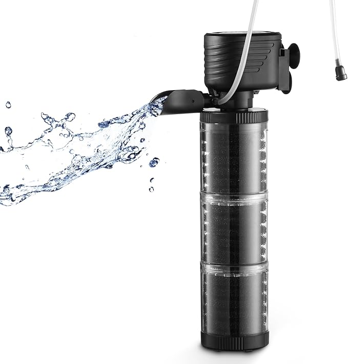 SainSmart XpertMatic 3 Stages 475 GPH Aquarium Filter for Up to 120 Gallon Fish Tank, Modern Style, Black ABS Material, Aquarium Filter, Pond Filter