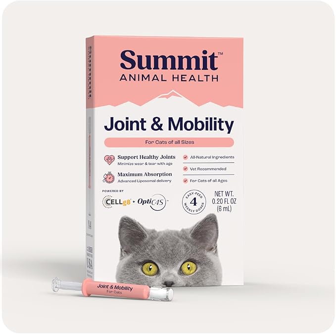 Summit Feline Pain Relief Supplement Inflammation Hip & Joint Support Vitamin for Cats - Natural Chrondroitin with Liposomal Delivery for Arthritis - Drug Free - All Ages