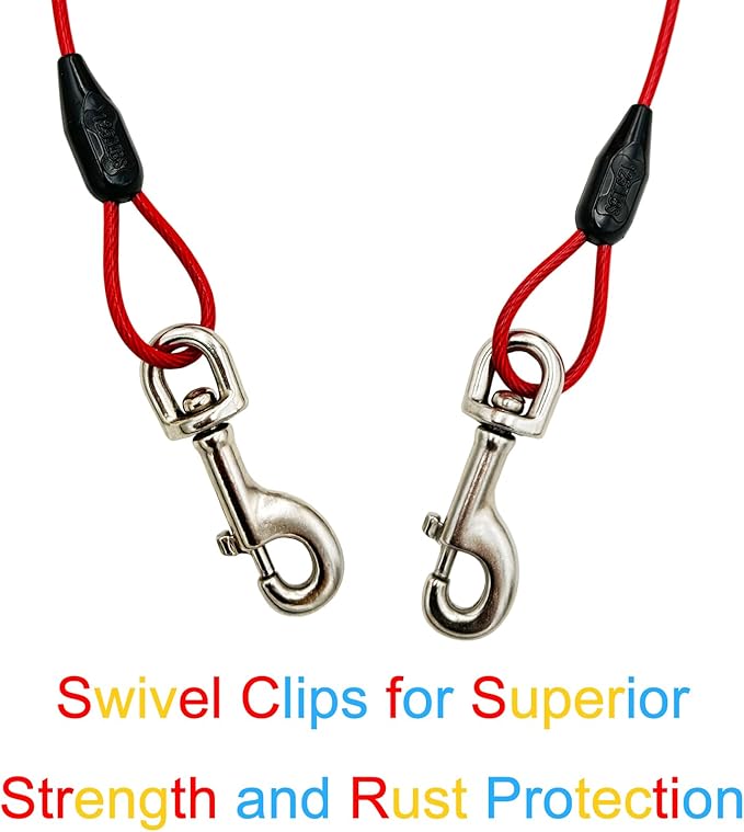 Petest 40ft Tie-Out Cable with Crimp Cover for Heavy Dogs Up to 125 Pounds