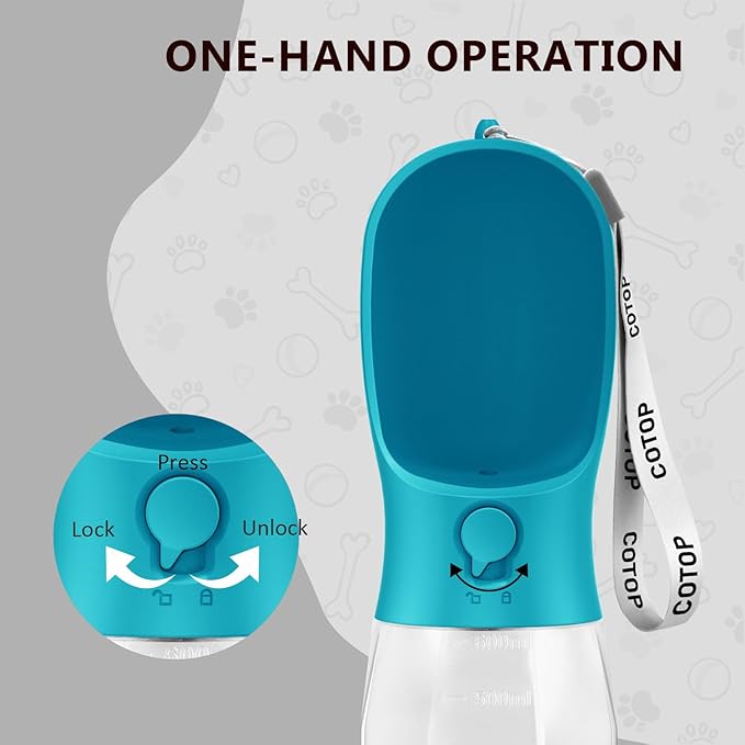 20oz Dog Water Bottle with Food Container & Poop Bag Dispenser | Leak-Proof Portable Pet Water Dispenser with Carabiner Clip | for Walking, Hiking, Travel (Cyan, 20oz)