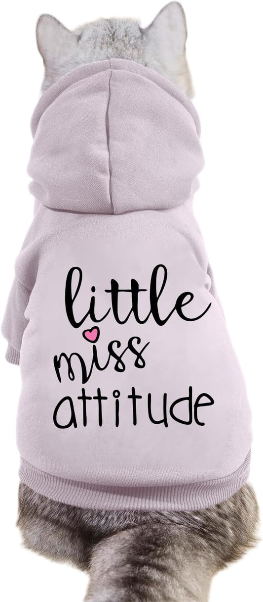 Cat Hoodies for Cats Puppy Pet Clothes Cat Apparel Little Miss Attitude Print Dog Hoodie for Small Medium Dogs Outfits for Kittens(Purple,2XL)