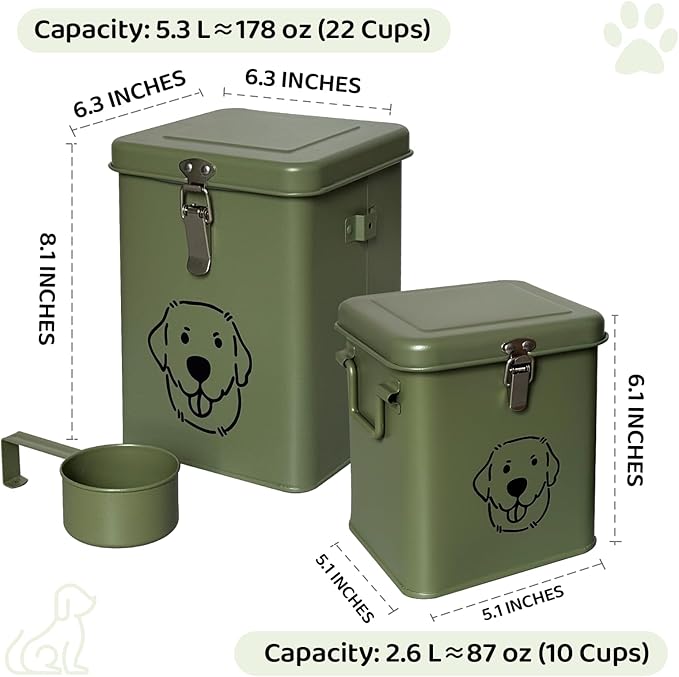 Dog Food Storage Container Airtight Dog Treat Container Pet Food Storage Containers Dog Treat Jar Tinplate Dog Treat Bin Black
