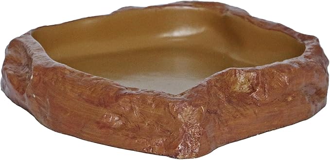 Rock Water/Food Dish for Reptiles – Amphibians and Other Little Critters Water/Food Bowl, Made from Premium Non-Toxic Resin – Large Size