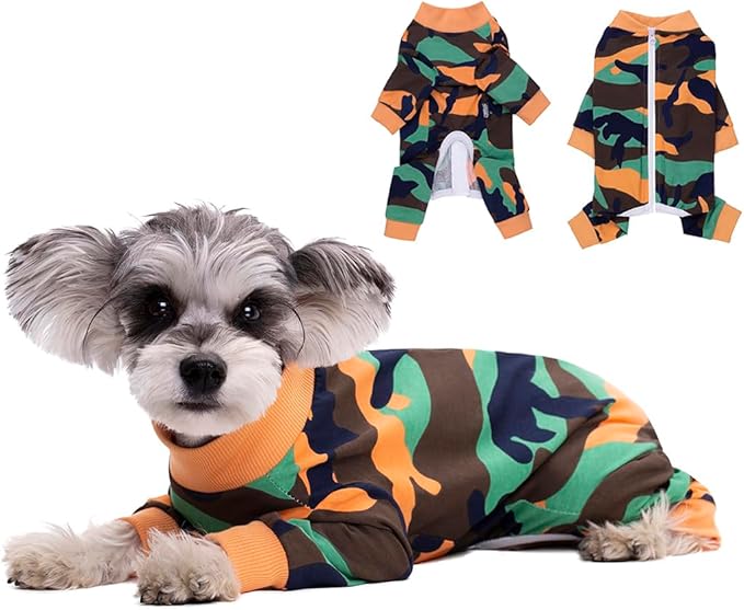 Camo Dog Recovery Suit Female Male For Small Medium Dogs,Dog Surgical Recovery Suite Bodysuit After Surgery Zipper On Back Puppy Cat Long Sleeve Onesies Bodysuit After Surgery Wound Protective