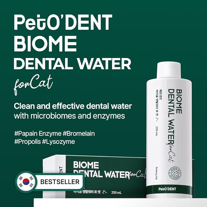 PetO'Dent Dental Water Additive for Cats, Irresistible & Gentle Formula, Hydration, Oral Health, Instant Fresh Breath, Tartar Control, Healthy Gums, 8.45 fl oz/250ml