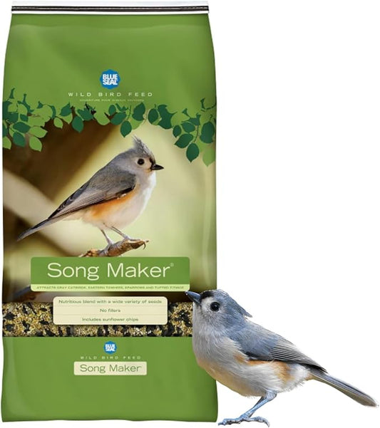 Blue Seal Song Maker Wild Bird Seed | Nutritious Blend, No Filler | Attracts a Wide Variety of Wild Outside Birds | Convenient Shell-Free Mix | Made in USA | 20 Pound Bag