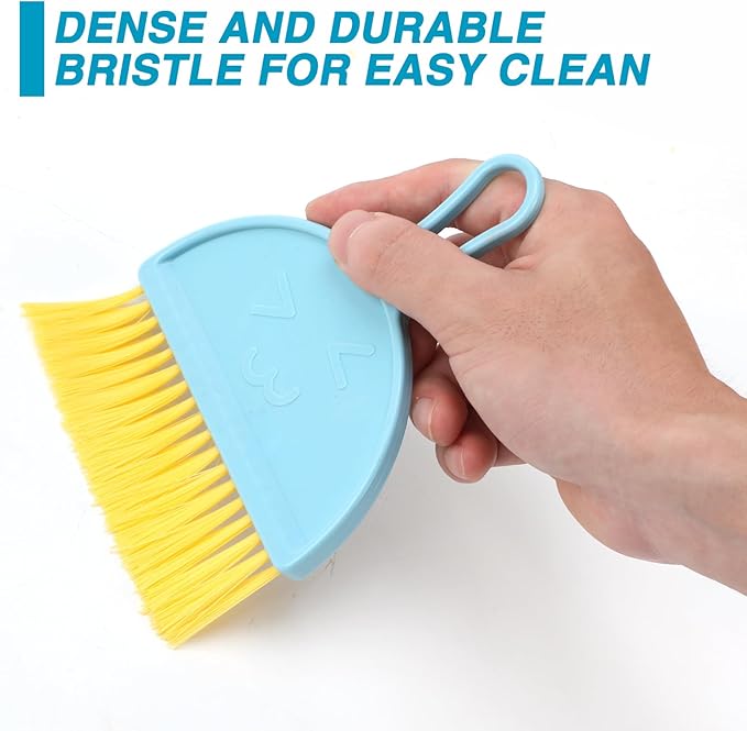 RYPET Pet Cage Cleaning Tool-Small Broom and Dustpan Set, Mini Dustpan and Whisk Brush Set for Guinea Pig Chinchilla Hamster Ferret Hedgehog Rabbit Reptile, Cage Cleaner for Small Animal Waste Bule