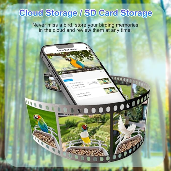 Smart Bird Feeder with Camera Solar Powered 2K Live Feed Cam for Outdoor Backyard - Ai Identify Auto Capture Videos, Window Bird Feeder,Ideal Present for BirdLover