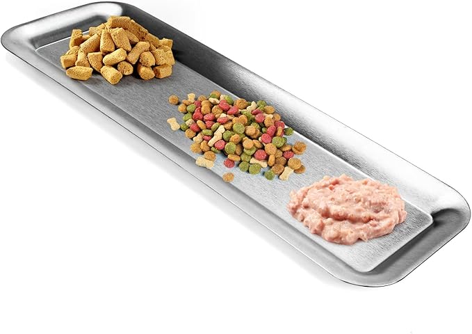 Cat Food Bowl,Extra Wide Stainless Steel Bowls for Multi-Cat Family and Flat Face Cats,Anti Whisker Fatigue Dishes Non Slip Shallow Kitten Plates for Food and Water