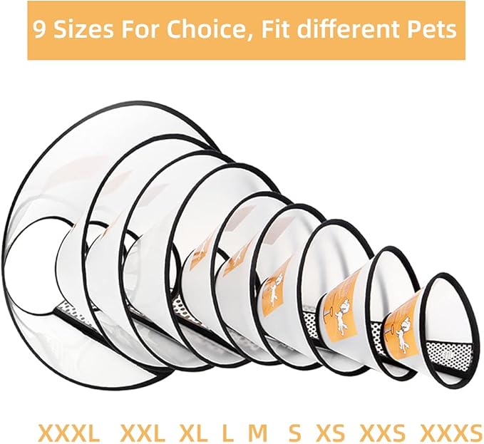 Plastic Pet Recovery Collars & Cones for Dogs and Cats After Surgery Adjustable Dog Neck Cone Surgical Elizabeth E-Collar Prevent Biting and Stop Licking Wound (XXS)