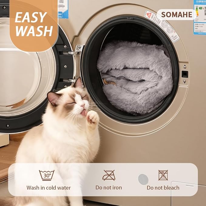 Dog Beds Mat Cute Cat Beds for Indoor Cats Faux Fur Pet Pad with Non-Slip Bottom Plush Kitten Bed for Carriers/Sofa Puppy Washable 27 x 20 Inch Large Grey