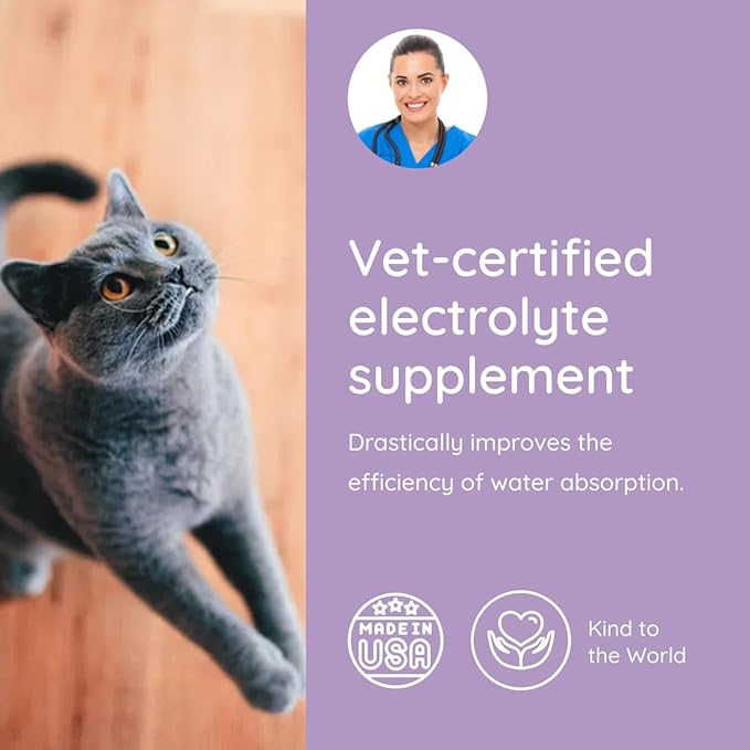 Petralyte Cat Hydration Electrolyte and Cat Joint Supplement | Hydration Support for Cats w/Glucosamine, Chondroitin, L-Glutamine, Taurine, Lysine & Prebiotics | for Salmon Lovers | 32 Packets