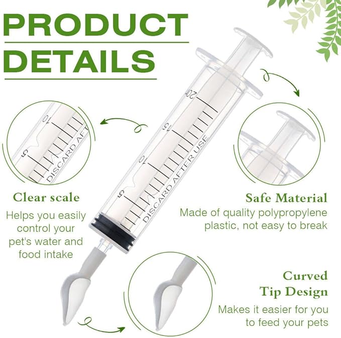 Baby Bird Feeding Syringe Set ，Parrot Small Pet Manual Feeder Measuring Tools， Milk Water,Liquid Food,Reusable (20ml Syringe+50ml Measuring Cup+1 Spoon)