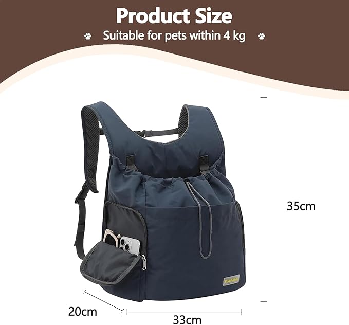 Dog Front Carrier Backpack, Adjustable Pet Cat Chest Ventilated Dog Carrier for Hiking Camping Travel, Ventilated Mesh Dog Travel Backpack(Dark Gray)