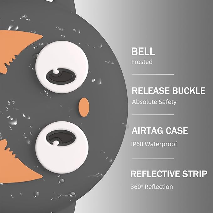 Airtag Cat Collar Breakaway, Reflective Kitten Collar with Apple Air Tag Holder and Bell for Girl Boy Cats, Lightweight Cat Collars for Apple AirTag, Hidden GPS Tracker Holder for Cats, Black (9-13")