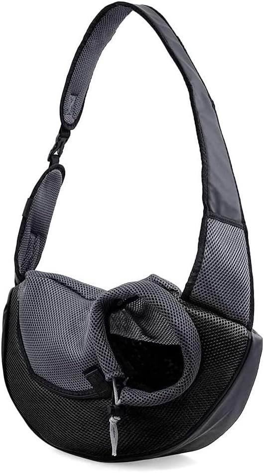 Kucehiup Pet Sling Carrier for Small Dogs Cats Breathable Mesh Travelling Hands-Free Puppy Backpack(Fits Approximately 3 lbs to 6 lb Pets)(Black)