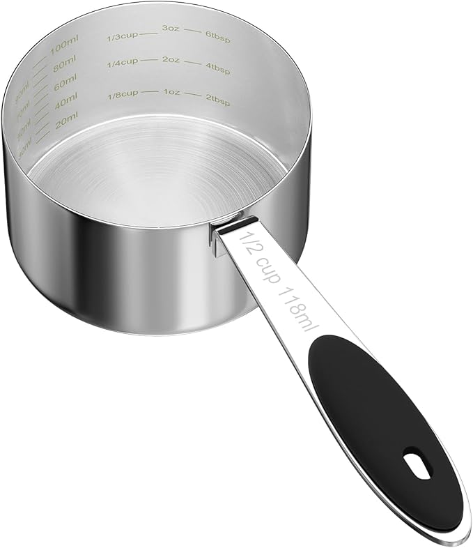 1PCS 1/2CUP(118ml) Dog Cat Food Scoop, Stainless Steel Measuring Cup, Metal Pet Scooper with Inner Precision Scale Measurement