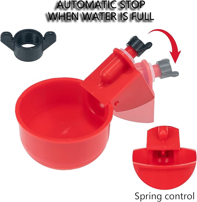 Pack of 16 Automatic Chicken Drinkers with Drill,Chicken Water Dispenser,Water Drinker,Poultry Drinker Set for Chickens, Ducks, Geese, Turkey, Pigeon TXZWJZ