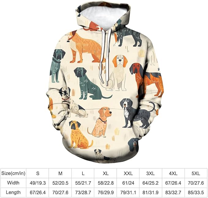 Unisex Adults 3D Dog Cat Printed Hoodies for Men Women Pullover Novelty Sweatshirts with Pockets