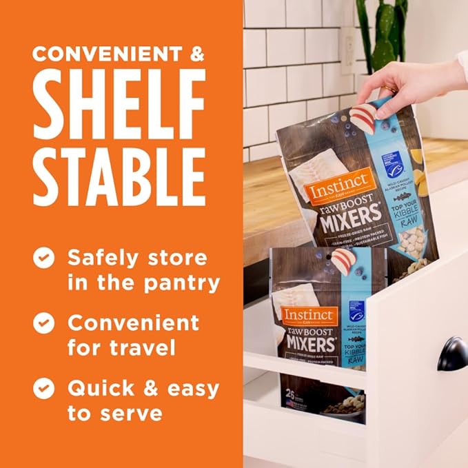 Instinct Raw Boost Mixers, Freeze Dried Dog Food Topper, Grain Free - Wild Caught Pollock, 5 oz. Bag