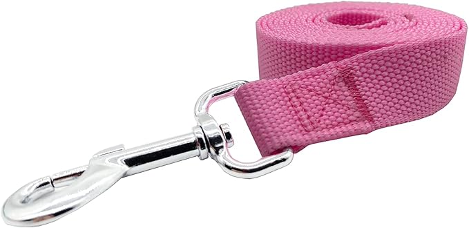 Nylon Dog Training Leash, Traction Rope, 4Ft /5 Foot /6 Feet Long, 5/8 inch 3/4 Inch 1 Inch Wide, for Small and Medium Dogs (1'' x 12 FT, Pink)