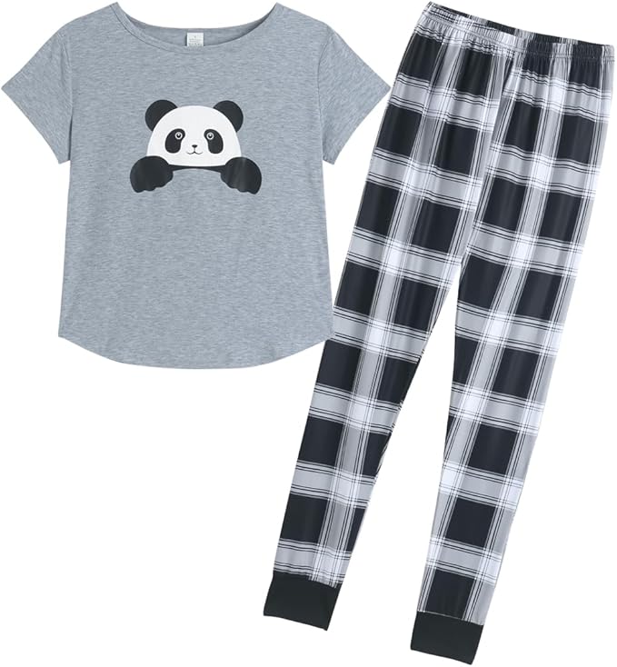 YIJIU Women's Summer Cute Cartoon Print Top and Pant Pajama Set Lounge Sleepwear