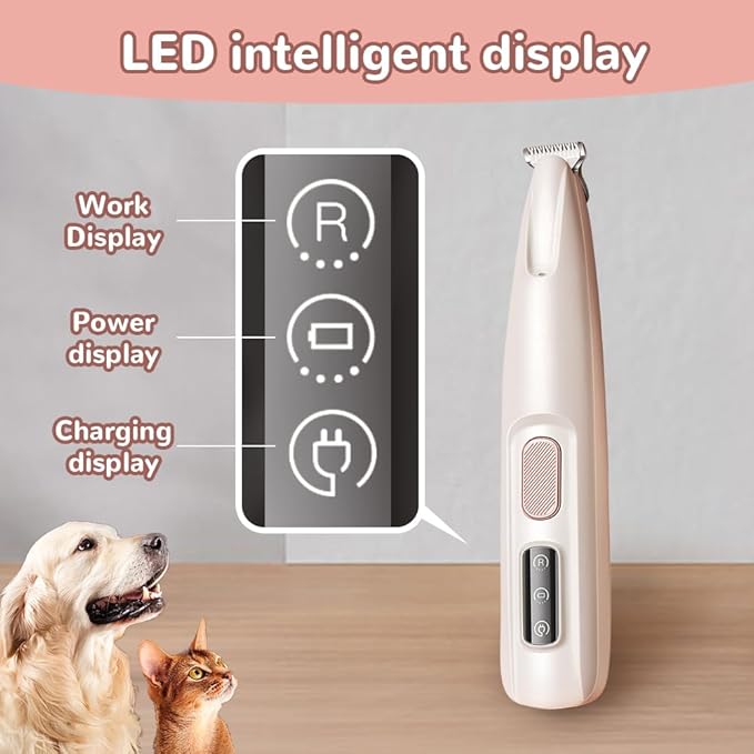 Pet MicroPrecision Trimmer, Upgraded Dog Claw Trimmer with LED Light, 35dB Low Noise, Fully Waterproof, Rechargeable Clipper for Dogs Cats Trimming Paws, Eyes, Ears, Face, and Rump (1PCS)