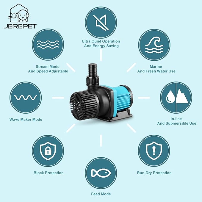 1850GPH 55W16FT Aquarium 24V DC Water Pump with Controller, Submersible and Inline Return Pump for Fish Tank,Aquariums,Fountains,Sump,Hydroponic,Pond,Freshwater and Marine Water Use