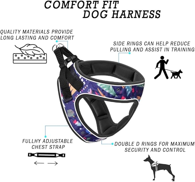 Comfort Fit Dog Harness Soft Padded No Pull Harness with Adjustable Buckles for Small Medium Large Dogs Step in Pet Vest with Easy Control Handle for Walking Jogging Running Training Dogs & Puppies
