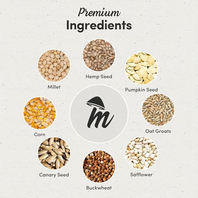 Mycelium Organic Cockatiel & Parrotlet Bird Seed (5 LBS) | Filler-Free Bird Food with Hulled Seeds for Cockatiels & Parrotlets | Supports Daily Energy, Immunity & Digestion | Non-GMO, Made in USA