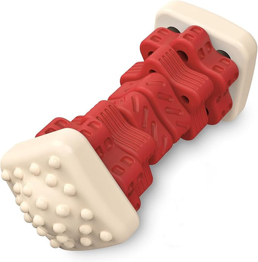 PcEoTllar Dog Toys for Aggressive Chewers, Indestructible Dog Chew Toys, Safe Rubber, for Large Medium Small Dogs - Red -M