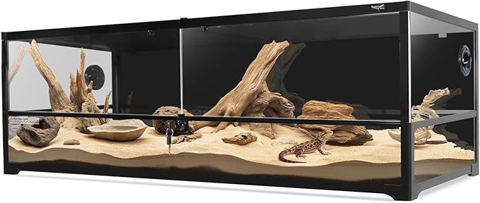 Glass Reptile Terrarium 24" x 18"x 48"Front Opening Chameleon Cage ull View Glass Terrarium Tank with Double Hinge Door for Reptiles Amphibians, Bearded Dragon Gecko Lizard Snake