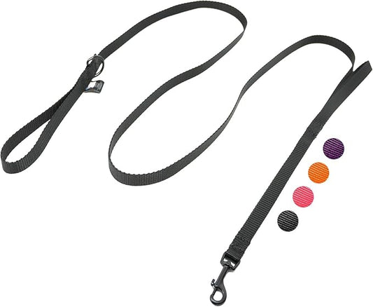 Dog Leash for Teacup Toy Minature and Small Dogs Primary & Traffic Handle The Bulk Multiple Sizes & Colors 5/8” Width Nylon Proudly Made in The USA (Black, 8 Foot)