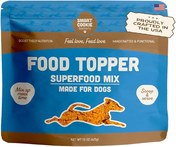 Smart Cookie Natural Dog Food Topper - Superfood - Salmon Dog Meal Mixer for All Ages - Food Topper for Picky Eaters and Boosting Nutrition - Non GMO, Made in The USA - 15 oz Bag (30 Day Supply)