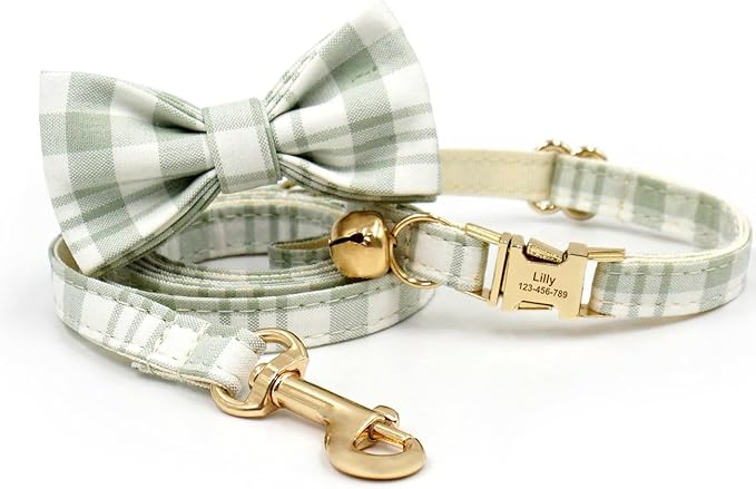 Personalized Cat Collar with Engraved Name Phone Number for Boy and Girl Kittens (Plaid)