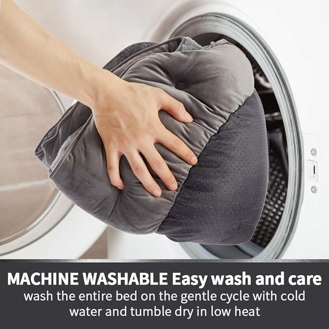 Asvin Large Dog Bed for Large Dogs, Cat Beds for Indoor Cats, Pet Bed for Puppy and Kitty, Extra Soft & Machine Washable with Anti-Slip & Water-Resistant Oxford Bottom, Grey, 35 inches